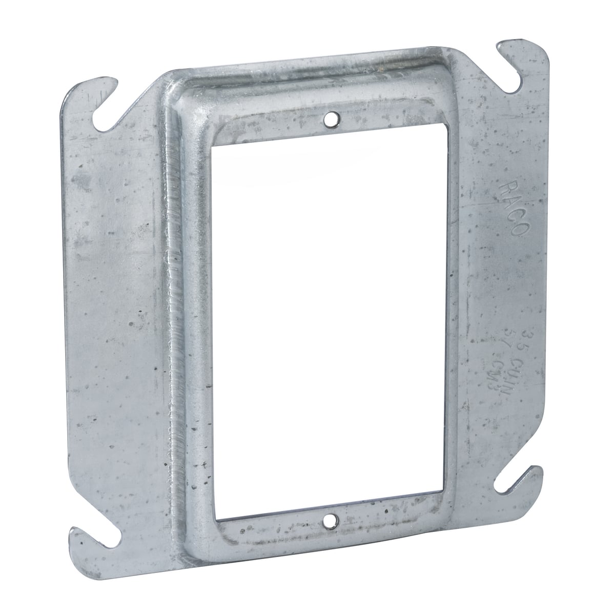 782 1-Device Raised Tile Box Cover, 4 in L x 4 in W x 1/2 in D, Receptacle/Switch Cover, Steel