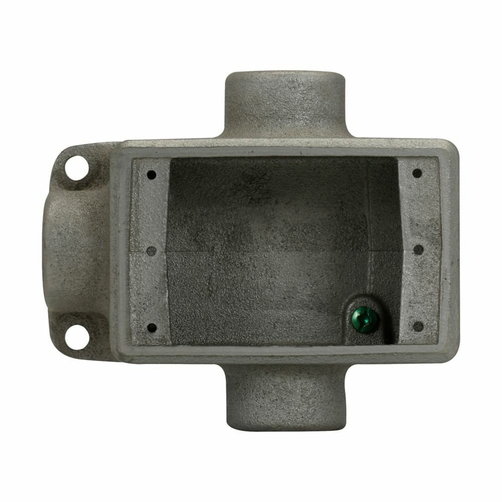 FST2 Condulet 3-Entry Shallow Device Box, 3/4 in Trade, 1 Gang, Feraloy Iron Alloy, Aluminum Acrylic Painted/Electro-Galvanized
