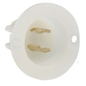 ML2-PB Grounding Receptacle Locking Flanged Inlet, 125 V AC, 15 A, 2 Poles, 3 Wires, White