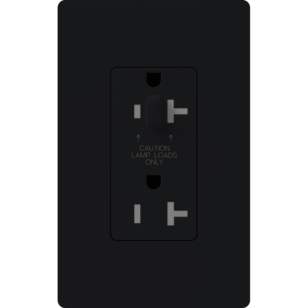 SCR-15-HDTR-MN Claro Half Dimming Tamper-Resistant Duplex Receptacle, Decorator-Style Outlet, 15 Amp, Satin, Midnight