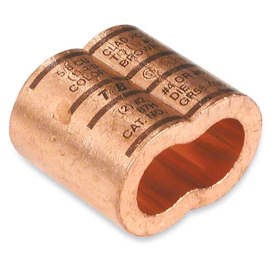 GR34-4010 Blackburn EZ-Ground Pigtail Compression Connector, 1/0 AWG Min Run/Tap, 4/0 AWG Max Run/Tap, 3/4 in Rod, Figure 8 Shape, Copper