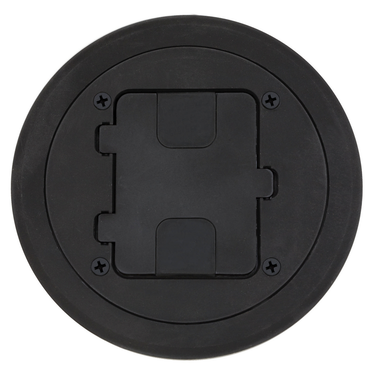 RF406BK Interior Flange/Hinged Door Cover Non-Metallic Molded Standard Floor Box, Thermoplastic, 2 Outlets, 2 Knockouts