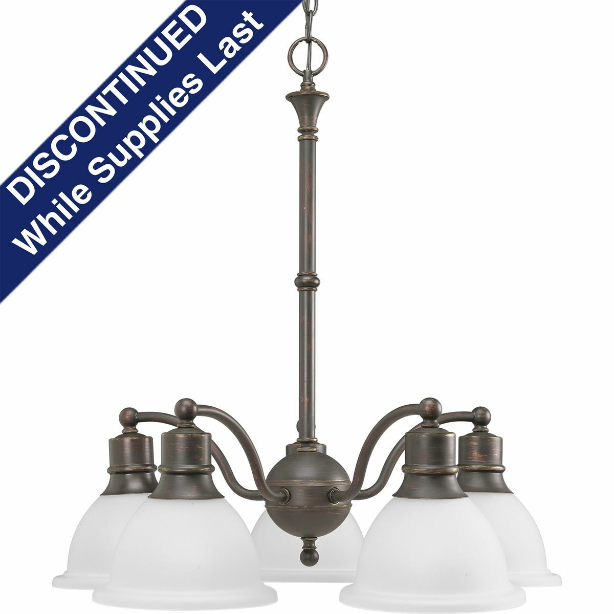 P4281-20 Madison Chandelier, (5) A19 Lamp, 120 VAC, Antique Bronze/Painted Housing