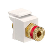 40833-BTR QuickPort Feed-Through Snap-In Binding Post Connector With Red Stripe, Bulkhead Head, Screw Termination, High Impact Plastic
