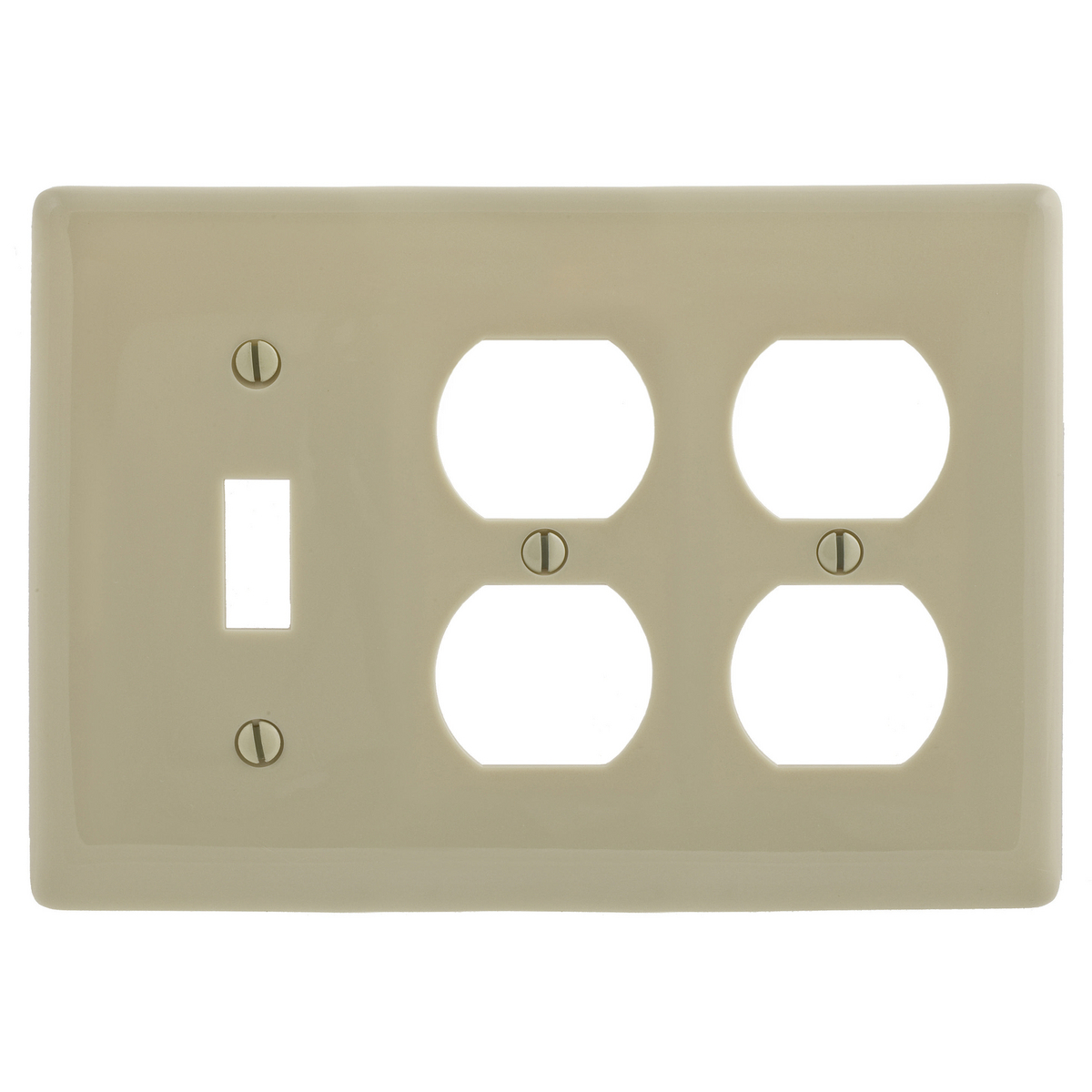NP182I Standard Combination Wall Plate and Box Cover, 3 Gangs, 6.5 in W x 4.62 in H, Nylon, Ivory