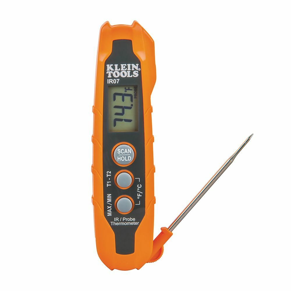 IR07 Pocket Dual IR/Probe Thermometer, -40 to 572 deg F, -40 to 0 deg C - +/-2 deg, 1 to 300 deg C - +/- 1 deg C Accuracy, Backlit LCD Display, AAA Battery