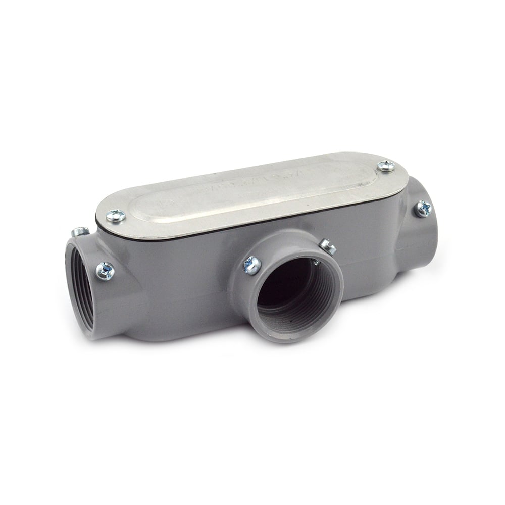 T-45CGC Bridgeport 5 Series Type T Combination Conduit Body With Cover, Gasket, 1-1/2 in Hub, 85, 30.5 cu-in, Die Cast Aluminum, Enamel Painted