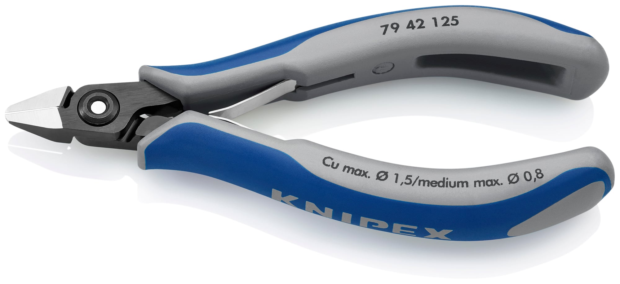 Electronics Diagonal Cutters, 5 in., Multi-Component, Polished, Flush Cut, Tapered Head, Up to 1/32 in. Medium Wire