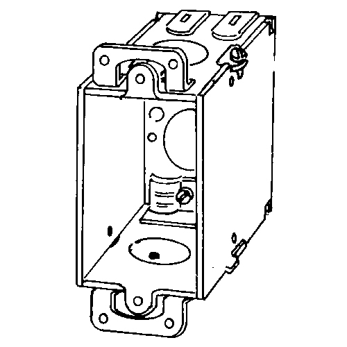 384 Square Corner Gangable Switch Box With CL-26 Nonmetallic Sheathed Cable Clamp, Steel, 12.5 cu-in Capacity, 1 Gangs, 7 Knockouts