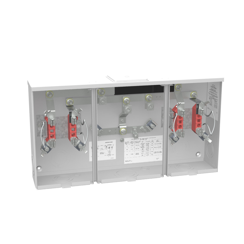 U1252-X-KK-K1-ALT Meter Socket, 200 Amp, 1 Phase, Ringless, Horn, 4 Term, 2 Position, OH or UG with Center Wireway, 300V, Alliant Energy