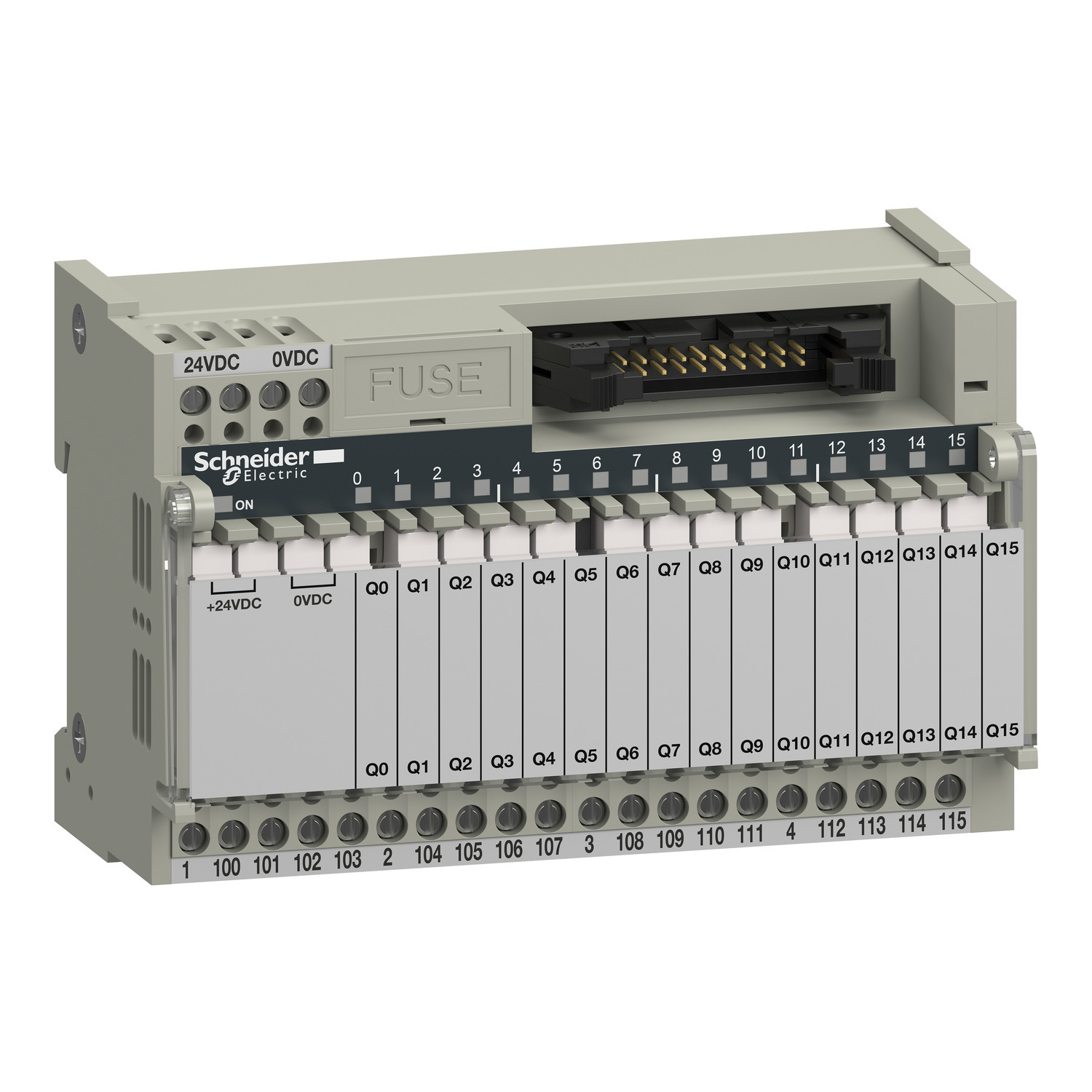 ABE7R16T111 Advantys Telefast Connection Sub-Base, Screw Wire Clamp, Output Function, For Use With ABR7S11 Plug-In Electro-Magnetic Relay