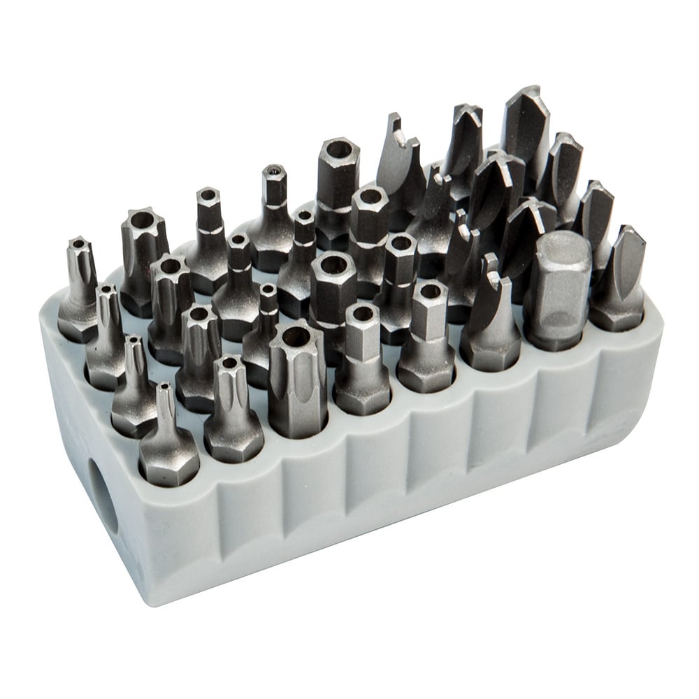 32525 Magnetic Tamperproof Screwdriver Bit Set, Spanner/Torq-Set/Tri-Wing Point, 32 Pieces, 1 in OAL, Steel