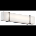 Impello(TM) 24in. LED Linear Bath Light gives your bathroom a bold statement. The subtle metallic bars help to accent the Chrome finish and the rectangular light; which can be installed either vertically or horizontally. The LED illuminates your bathroom beautifully.