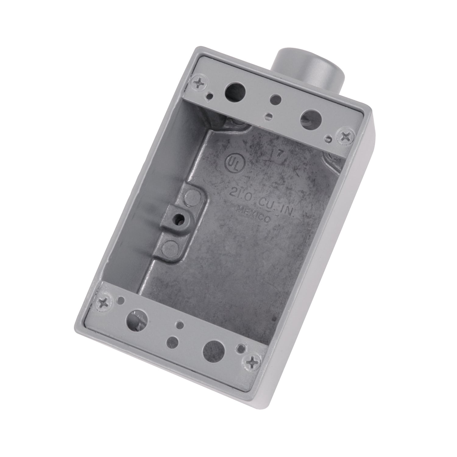 AFS-2 T&B Type FS Dead End Shallow Style Device Box, Die Cast Aluminum, 21.6 cu-in Capacity, 1 Gangs, 1 Outlets, 1 Knockouts, 4-9/16 in H x 2-13/16 in W x 2-1/16 in D