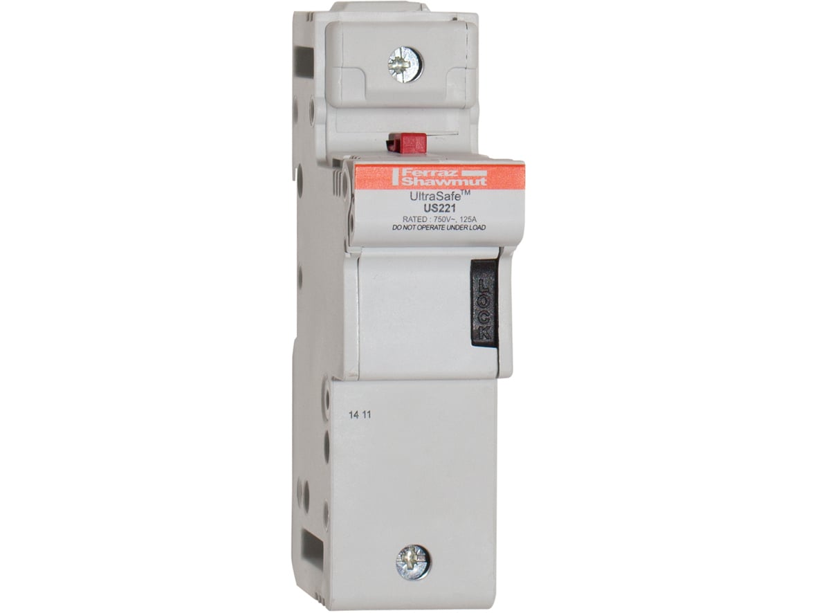 E331158 US22 Finger-Safe Modular Fuse Holder, 750 V AC/DC, 125 A, 14 to 1/0 AWG Wire, 1 Poles