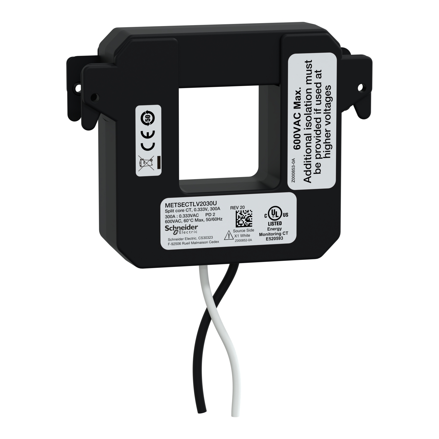 METSECTLV2030U PowerLogic Split Core Current Transformer, 50, 60 Hz, 0.333 V