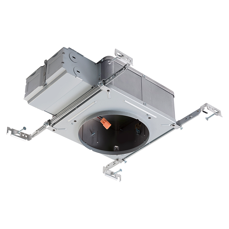 L6RAE1VA Luminaires Lightolier 6 in Aperture New Construction Round Frame-In Kit With Screw, LED Lamp, IC Thermal Insulation, 120 VAC, 6-3/8 in Ceiling Opening, Galvanized Steel Housing