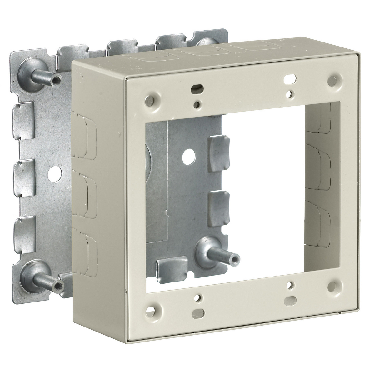 HBL57482IVA 1-Gang Standard Receptacle Box, 4.6 in L x 3 in W x 1.7 in H, Steel, Ivory