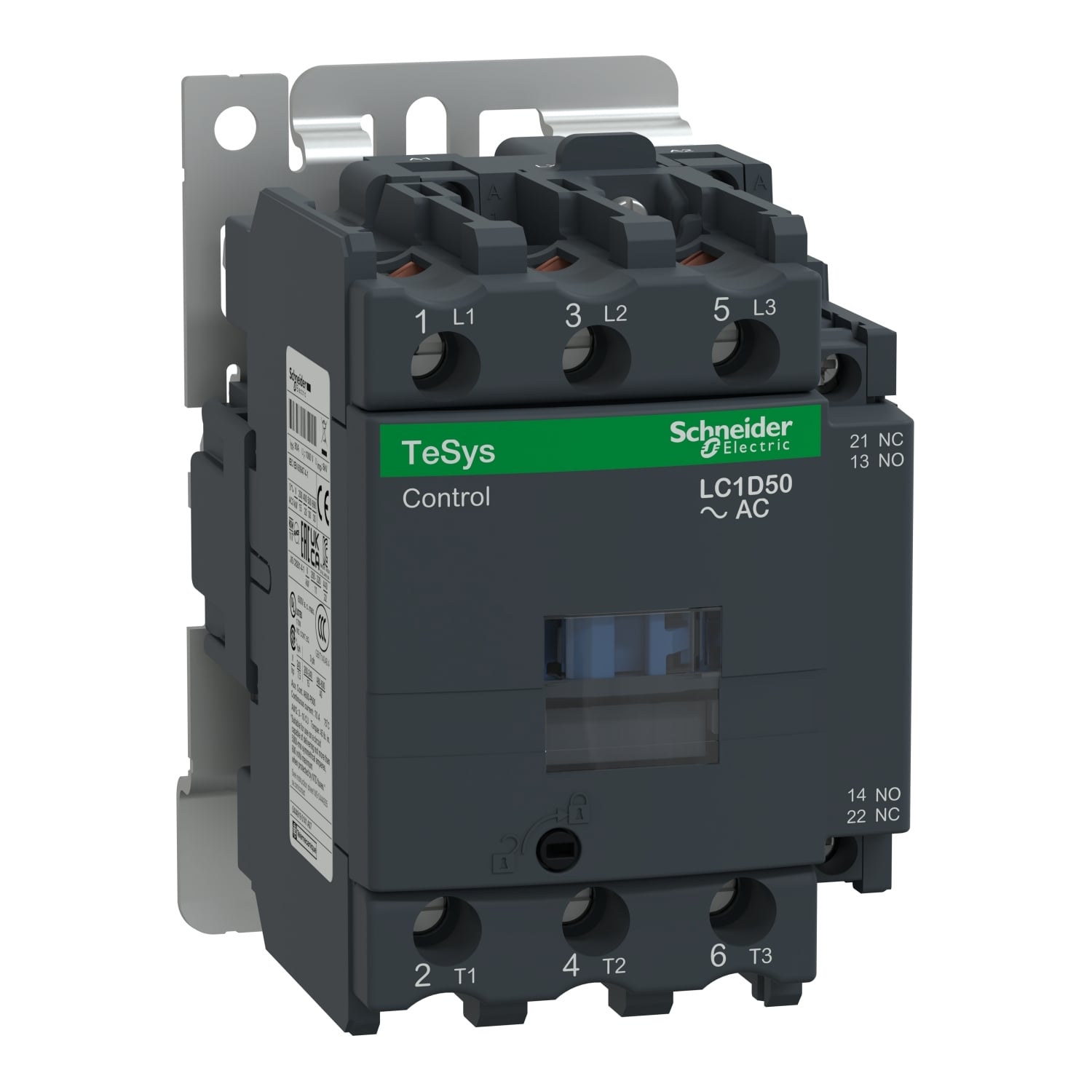 LC1D50G6 LC1D Non-Reversing Contactor, 120/690 V AC V Coil, 50/80 A, 3NO Contact, 3 Poles