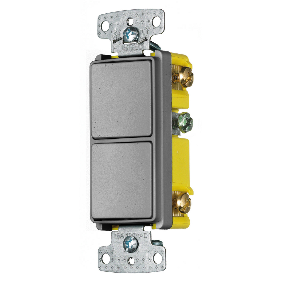 RCD103GY Decorator 3-Way 2-Position Standard Combination Switch, 120/277 VAC, 15 A, 4155 W Power Rating, 2-Position Contact