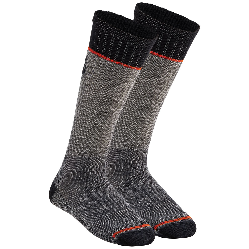 60382 Mid-Length Thermal Socks, Mens, XL, Black/Gray/Orange, Merino Wool/Nylon/Polyester/Spandex