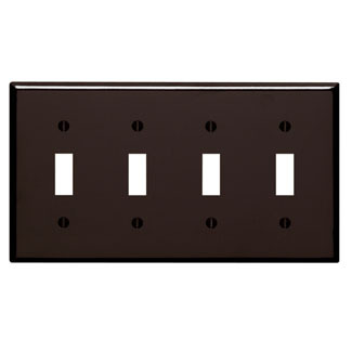 85012 Standard Size Wall Plate, 4 Gangs, 8.18 in W x 4.5 in H, Thermoset, Brown