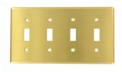81012 Standard Size Traditional Wall Plate, 4 Gangs, 8.18 in W x 4.5 in H, Brass