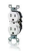 W5320-T0W Duplex Grounding Tamper and Weather-Resistant Straight Blade Receptacle, 125 V AC, 15 A, 2 Poles, 3 Wires, White