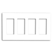 80312-ST Decora Screwless Standard Size Wall Plate, 4 Gangs, 8.18 in W x 4.61 in H, Polycarbonate, Light Almond
