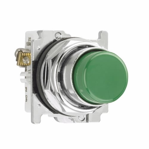 10250T25G Heavy Duty Oil/Watertight Non-Illuminated Pushbutton, 30.5 mm, 1NO Contact, Green