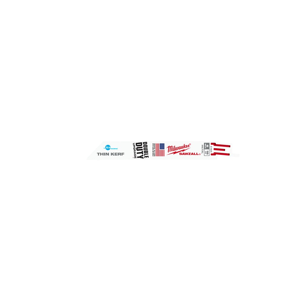 48-00-4184 Ice Hardened Sawzall Double Duty Straight Back Thin Kerf Reciprocating Saw Blade, 6 in L x 3/4 in W, 18 TPI, Bi-Metal Body, Universal/Toothed Edge Tang