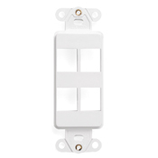 41644-W Decora QuickPort Multimedia Insert, 4 Ports, Fastened Mount, White