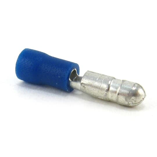 TV14-4MB-L Catamount Insulated Bullet Disconnect With Copper Sleeve, 16 to 14 AWG, 0.157 in Dia Bullet, Brass, Blue