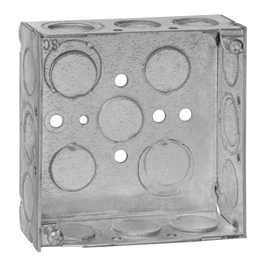 521511234EW Steel City Outlet Box, Steel, 21 cu-in Capacity, (1) Outlets, (17) Knockouts, 4 in H x 4 in W x 1-1/2 in D