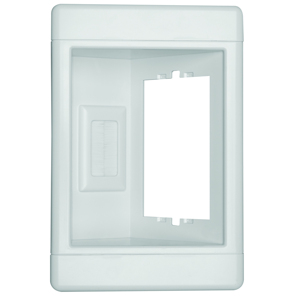 TV1LVKITWCC2 Single Gang Recessed TV Box Low-Voltage Pull-Through Brushes, White