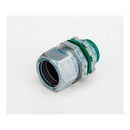 250-RTI2US Bridgeport Concrete Tight Raintight Insulated Throat Compression Connector, 1/2 in Trade, 90 deg, Die-Cast Zinc, Ball Burnished/Mirror Smooth