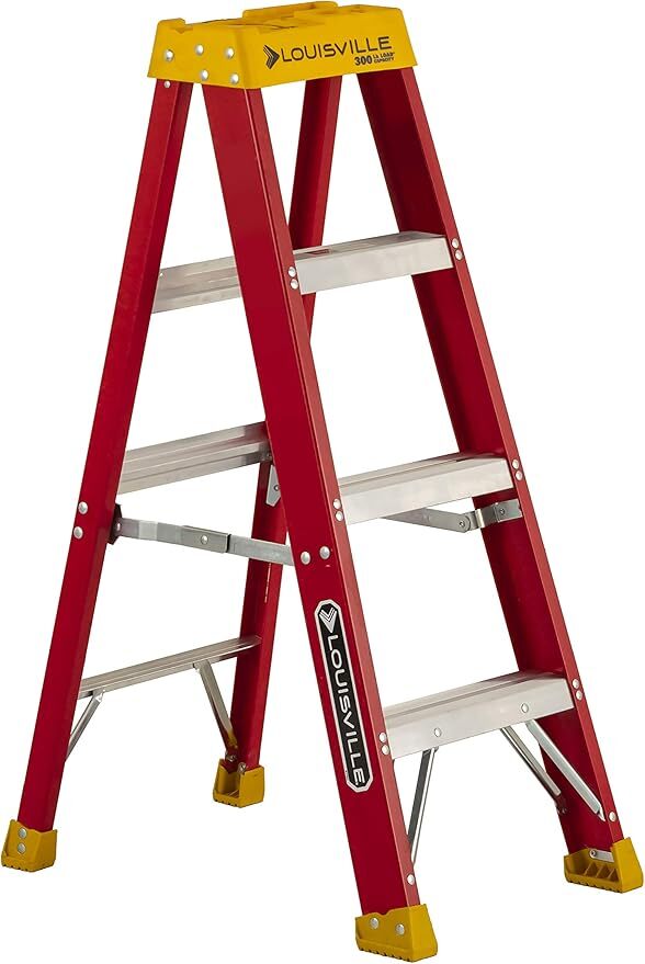 L-3016-04 Type IA Non-Conductive Weather Resistant Step Ladder, 4 ft H Ladder, 300 lb Load, 3 Steps, Fiberglass, A14.5