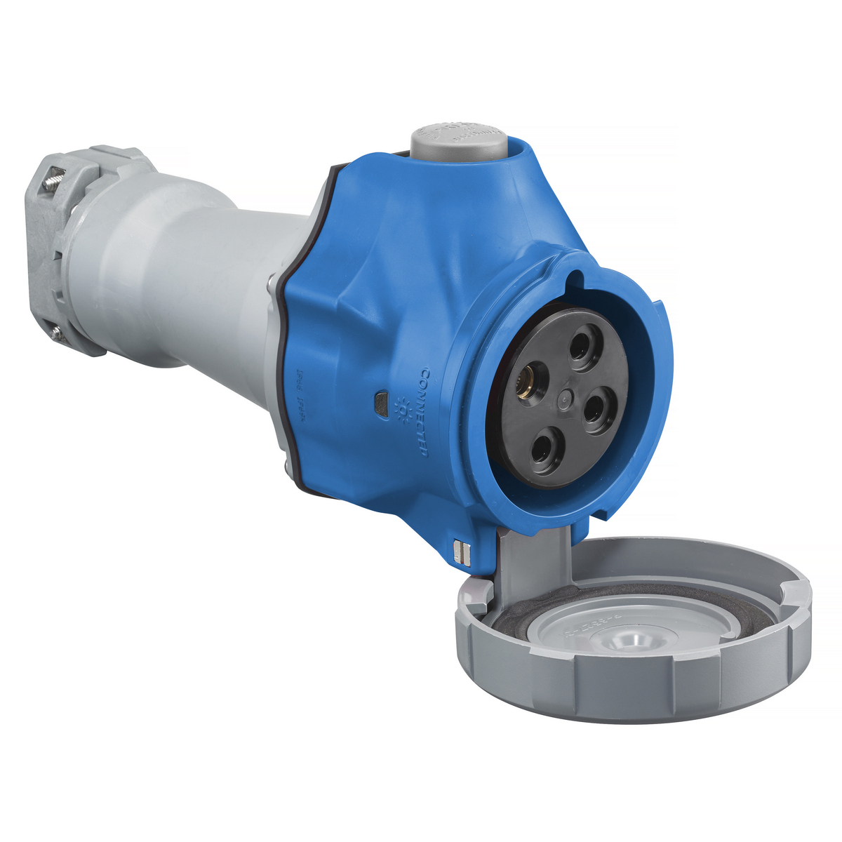 Advantage HBLS460C9W Heavy Duty Switched Screw Mount Pin and Sleeve Connector, 250 V AC, 60/63 A, 3 Poles, 4 Wires, Blue