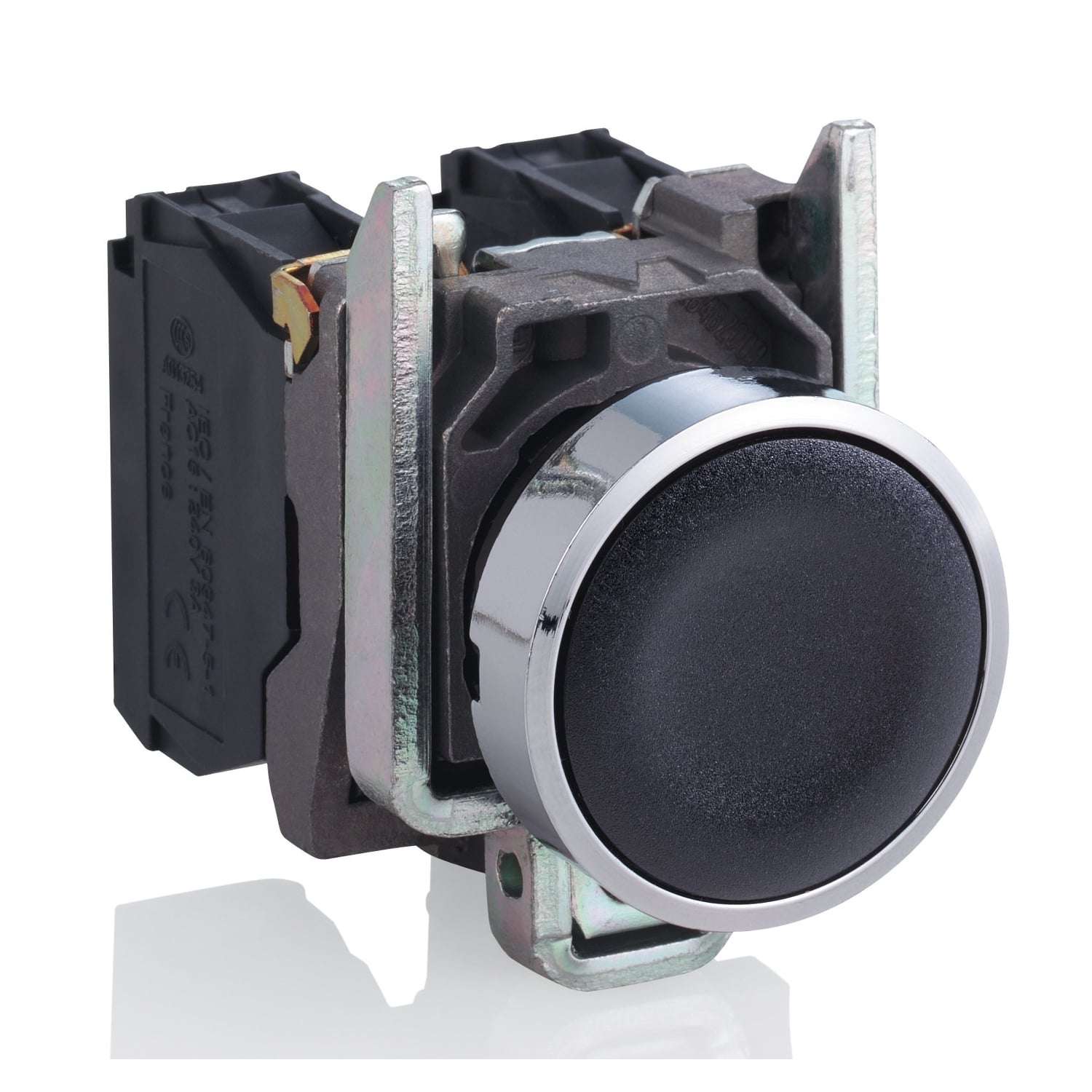 XB4BA25 Harmony Corrosion-Resistant Dust/Watertight Non-Illuminated Pushbutton, 22 mm, 30 mm, 47 mm, 52 mm, 1NO-1NC Contact, Slow Break Contact, Black