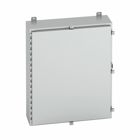 Eaton B-Line series wall mounted panel enclosure, 36" height, 8" length, 24" width, NEMA 4X, Hinged cover, 4XA enclosure, Wall mount, Medium single door, External mounting feet, Aluminum, Seamless poured in-place gasket