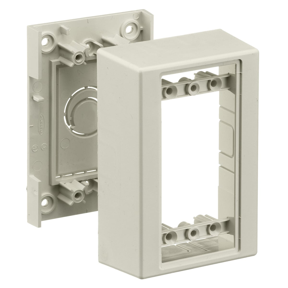 PW1SBA 1-Gang Non-Metallic Standard Raceway Box, 1.63 in L x 3-1/4 in W x 4.9 in H, Extruded Non-Metallic, Office White