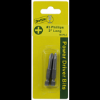 Power Bit, #3 tip size, Phillips tip type, 2 in. overall length, 2 pieces, #12-14 screw size