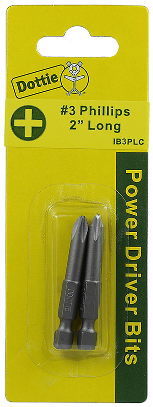 IB3PLC 2-Piece Carded Power Bit, #3, 2 in OAL, Steel