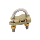U-Bolt Copper Ground Clamp, Stainless Steel U-Bolt, Wire Range 2/0 - 250, Rod Size 1-3/8 to 1-1/2 Inches, IPS Pipe Size Max 1-1/4 Inches, Length 3-7/16 Inches, Width 2-15/16 Inches, Depth 1-9/16 Inches
