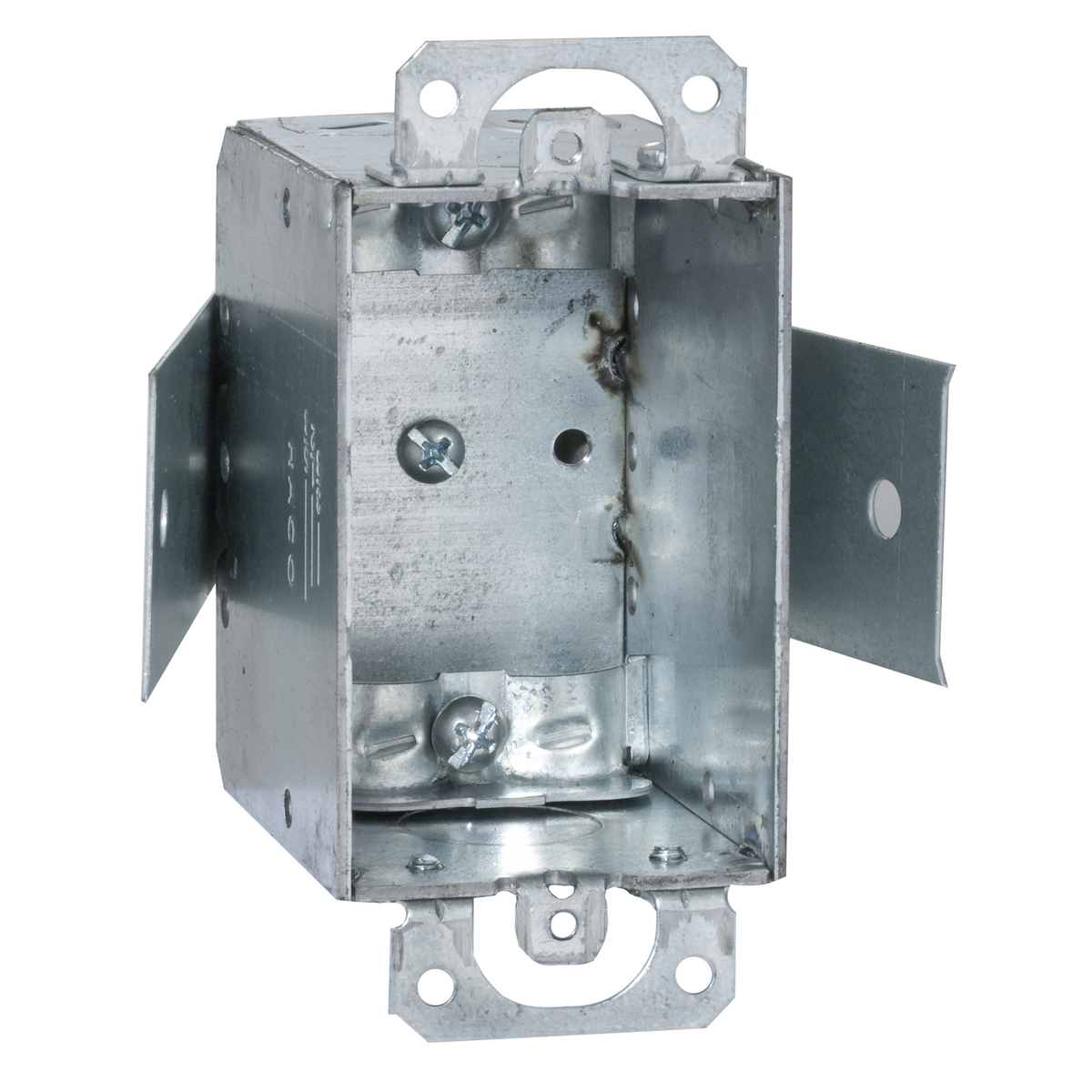 545 Gangable Switch Box, Steel, 12.5 cu-in Capacity, 1 Gangs, 1 Outlets, 6 Knockouts, 3.41 in H x 4.22 in W x 2.5 in D