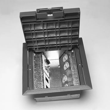 AC8840 FloorSource Raised Single Service Floor Box, Die Cast Zinc Lid, 152.34 cu-in Capacity, 6 Knockouts, 8 x 8 x 4 in