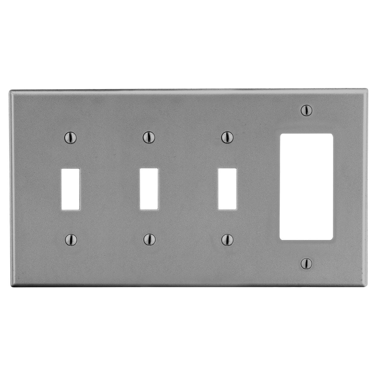 P326GY Non-Metallic Standard Wall Plate, 4 Gangs, 8.31 in W x 4.63 in H, Polycarbonate Thermoplastic, Gray
