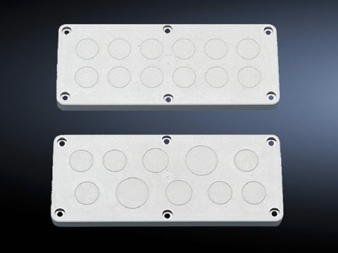 1581000 Cable Gland Plate With PG Knockouts, For Use With Standard Flange Plate Seal, IP55, Size 2 Flange Plate, -40 to 70 deg C, ABS, Light Gray