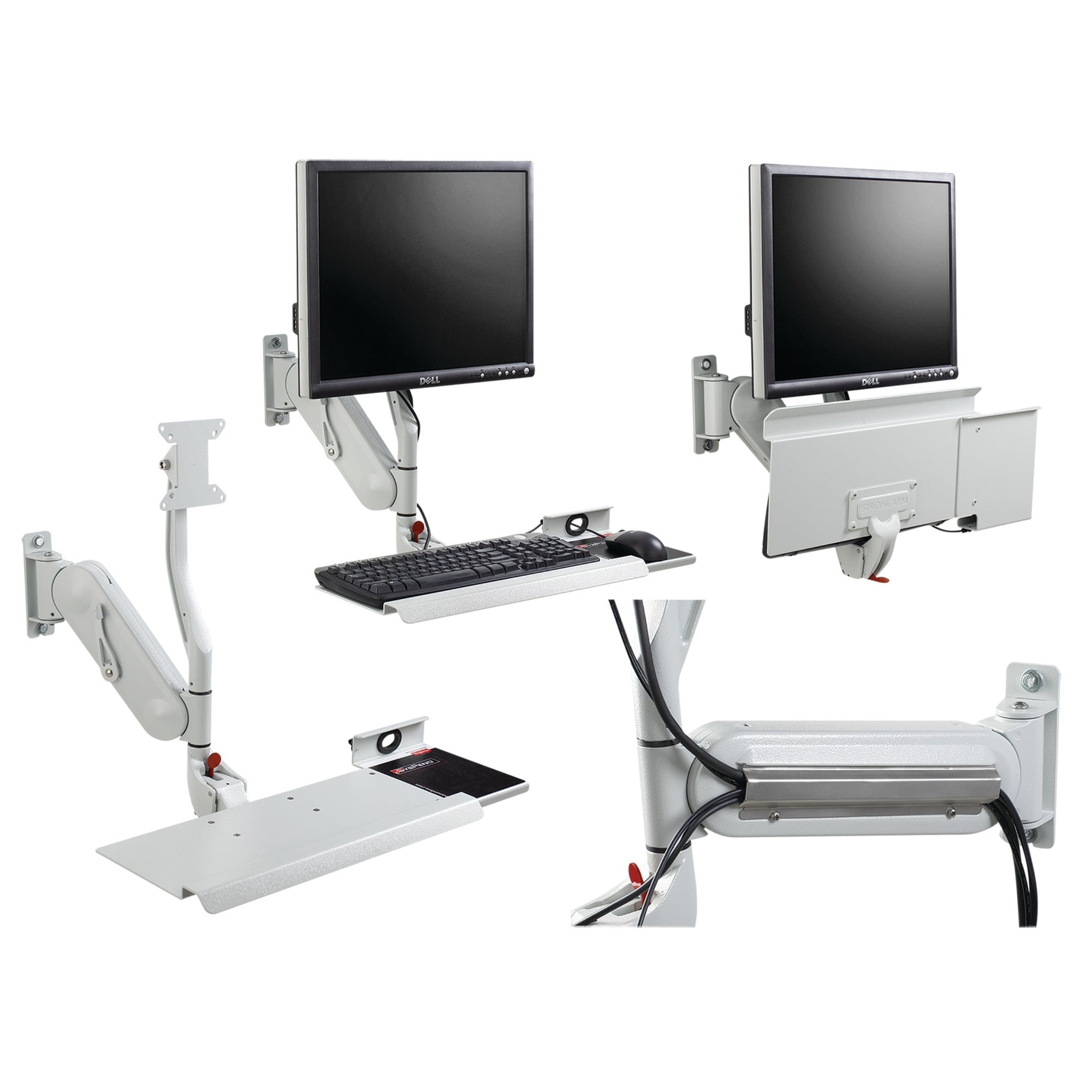 VAMONITOR Syspend VM5 Monitor and Keyboard Arm, 25.63 in L x 25 in W, Aluminum, Light Gray