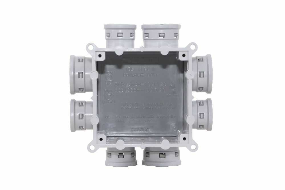 089475 2-Gang Concrete Tight Shallow Square Slab Box With Molded Connectors, 4 x 3/4 in, 4 x 1 in, 44 cu-in, PVC